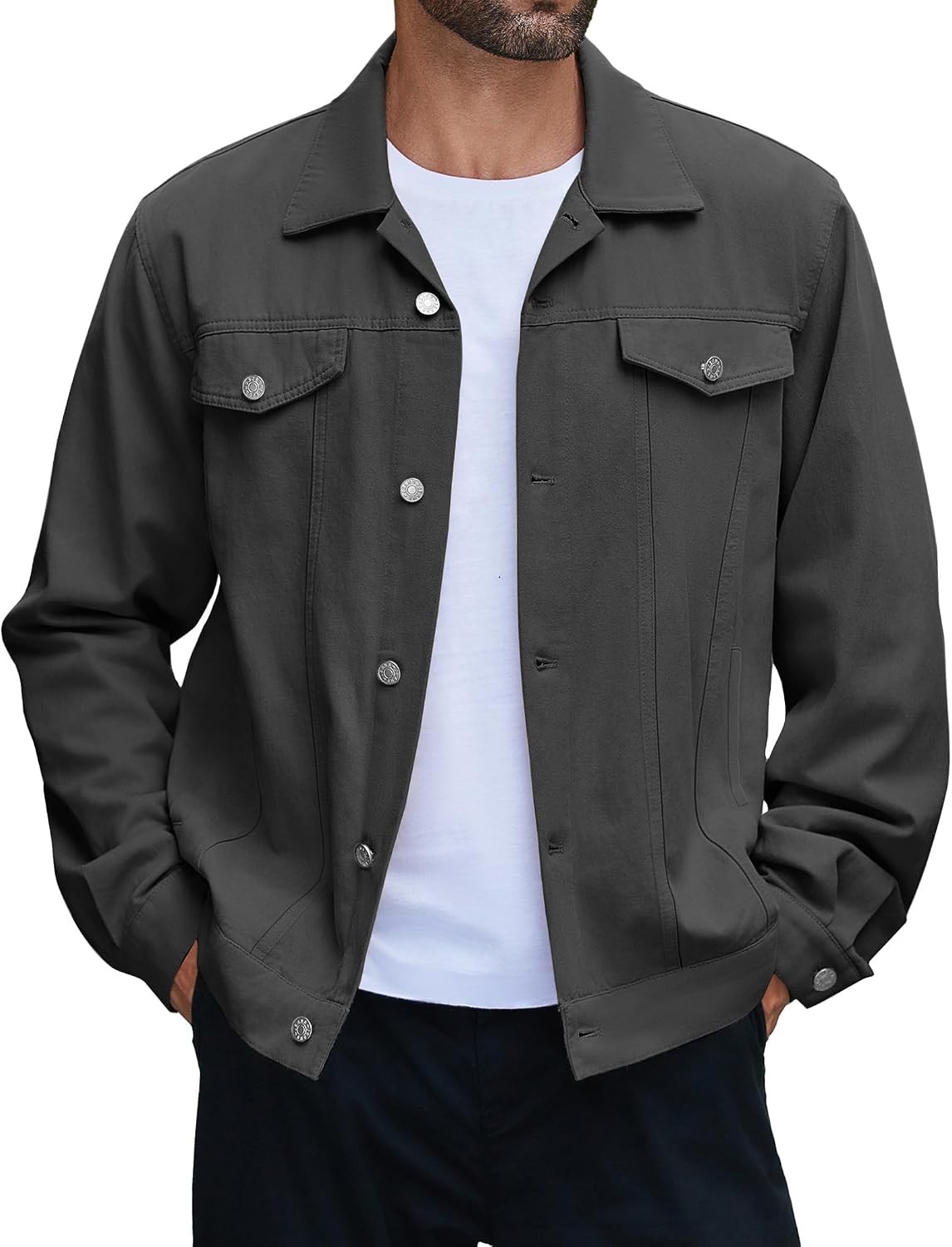 Men's Cotton Denim Jacket Lightweight Trucker Jackets Casual Washed Jean Jacket